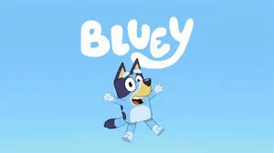 Bluey character on blue background