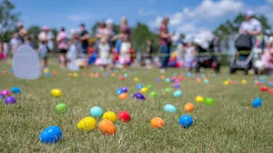 Plastic Eggs in green grass