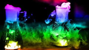Colorful liquids in beakers