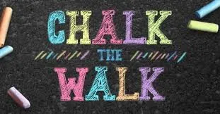 Colorful chalk spelling out "Chalk the Walk"