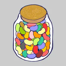 Jar with colorful beans