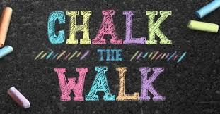 Colorful chalk spelling out "Chalk the Walk"